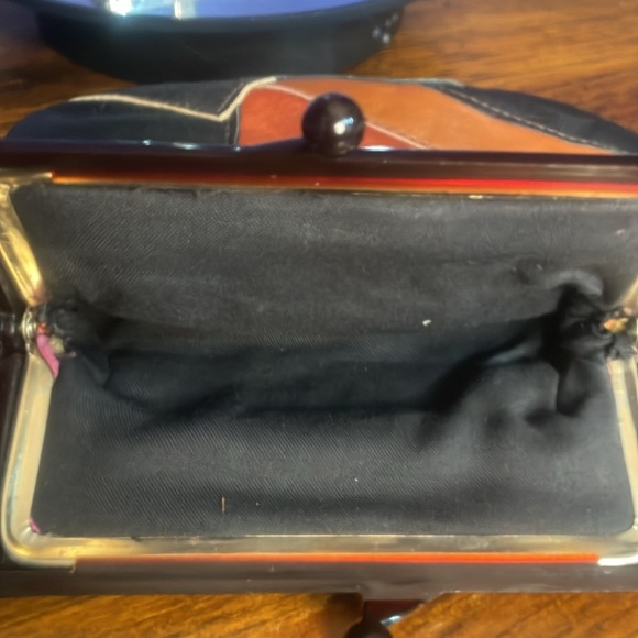 Boho Leather Patchwork Coin Purse Kiss Lock - Picture 5 of 5